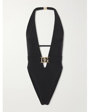 Dolce & Gabbana Logo-Embellished Stretch Jersey One-Piece - Blue