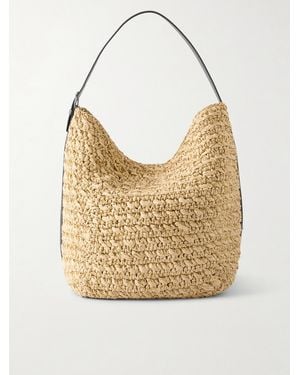 TOTEME Leather-Trimmed Raffia Shoulder Bag - Natural
