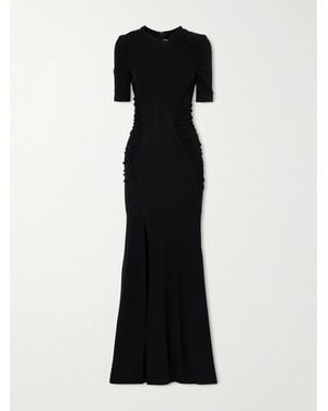 Victoria Beckham Gathered Satin Gown - Black