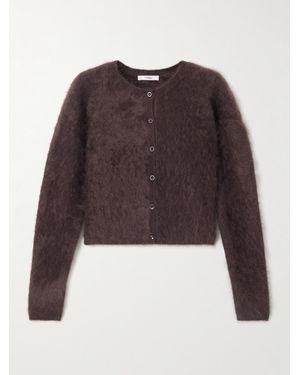 FRAME Teddy Cropped Brushed-Cashmere Cardigan - Brown