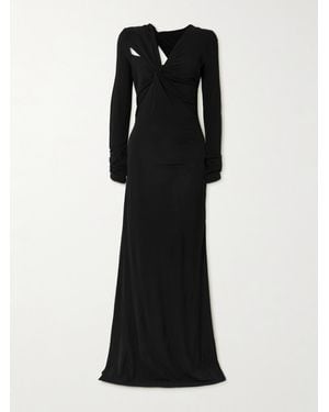 Victoria Beckham Twist-Front Cutout Stretch-Jersey Gown - Black