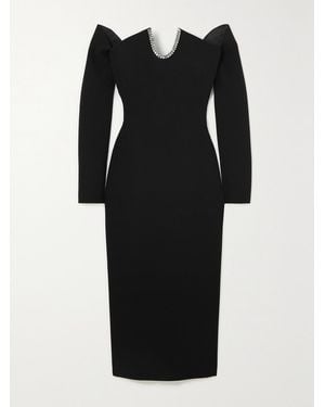 Safiyaa Bessy Off-The-Shoulder Embellished Stretch-Crepe Midi Dress - Black