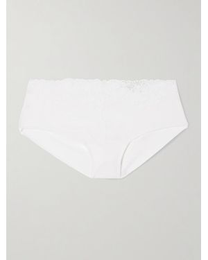 Commando Double Take Höschen Aus Stretch-Jersey Und Spitze - Weiß
