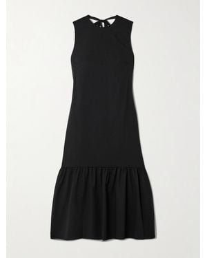 Theory Gathered Wool-Blend Midi Dress - Black
