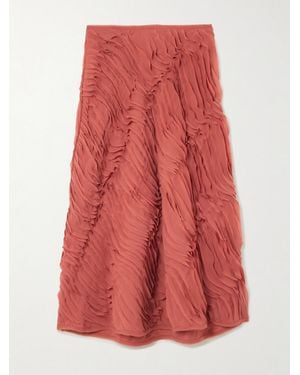 Ulla Johnson Amiko Ruffled Chiffon Midi Skirt - Red
