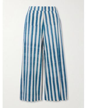 Emporio Sirenuse Adele Ikat Striped Cotton Wide-Leg Trousers - Blue
