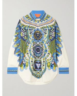 La DoubleJ Better Than Your Boyfriend's Printed Cotton-Poplin Shirt - Blue