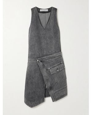 JW Anderson Denim Twill Trapeze Dress in White | Lyst UK