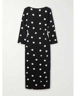 BERNADETTE Luce Polka-Dot Crepe De Chine Midi Dress - Black