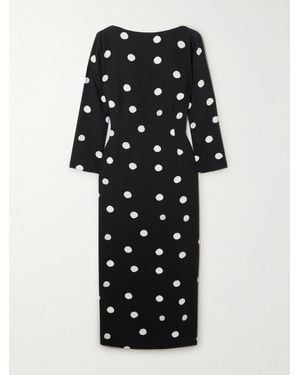 BERNADETTE Luce Polka-Dot Crepe De Chine Midi Dress - Black