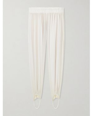 Alaïa Shirred Stretch-Silk Georgette Tapered Trousers - White