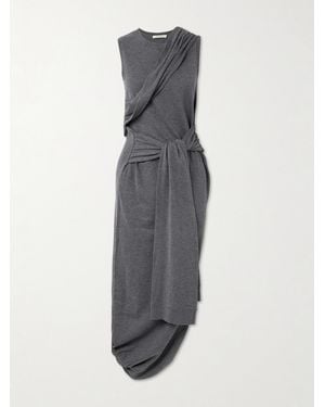 JW Anderson Tie-Detailed Wrap-Effect Knitted Maxi Dress - Grey