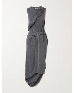 JW Anderson Tie-Detailed Wrap-Effect Knitted Maxi Dress - Grey