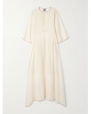 Thierry Colson Rachel Satin-Trimmed Striped Cotton And Silk-Blend Maxi Dress - Natural