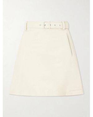 Marni Belted Striped Leather Mini Skirt - Natural