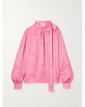 Givenchy Pussy-Bow Satin-Jacquard Blouse - Pink