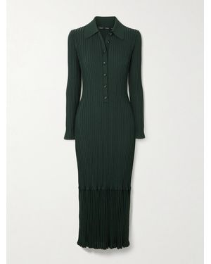 Proenza Schouler Luiza Ribbed-Knit Midi Shirt Dress - Green