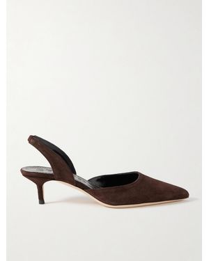 STAUD Sebastian Suede Slingback Pumps - Brown