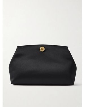 Liffner Leather-Trimmed Satin Clutch - Black