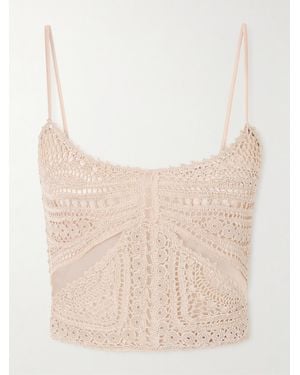Ulla Johnson Mollie Crochet-Knit And Tulle Top - Natural