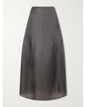 Ruohan Cocoon Silk-Organza Maxi Skirt - Grey