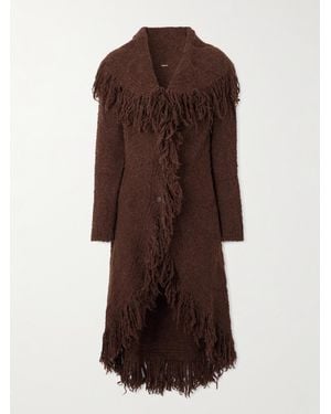 Cult Gaia Victoria Duster Fringed Wool-Blend Bouclé Cardigan - Brown