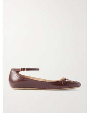 Chloé Misty Laser-Cut Leather Ballet Flats - Red