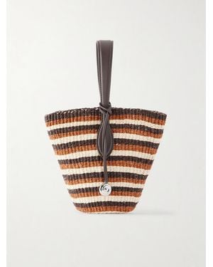 Liffner Leather-Trimmed Striped Sisal Tote - White