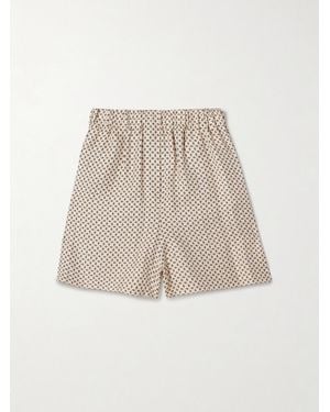 Loro Piana Angelo Printed Silk-Twill Shorts - Natural
