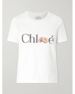 Chloé T-Shirt Aus Biobaumwoll-Jersey Mit Print - Grau