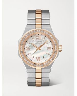 Chopard Alpine Eagle Automatic 36 Mm Kleine Uhr Aus 18 Roségold Und Edelstahl Mit Diamanten - Weiß