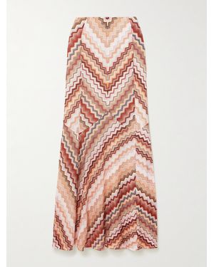 Missoni Mare Striped Metallic Crochet-Knit Maxi Skirt - Pink