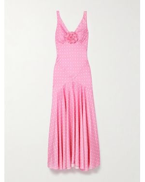 Rodarte Embellished Polka-Dot Silk-Satin Twill Gown - Pink