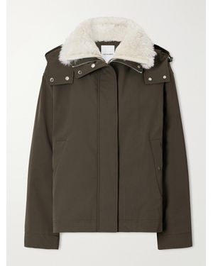 Yves Salomon Hooded Padded Shearling-Trimmed Shell Jacket - Green