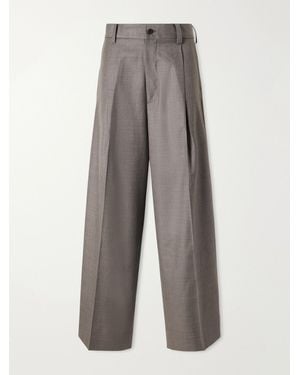 Ssstein Wool Pleated Wide-Leg Trousers - Grey