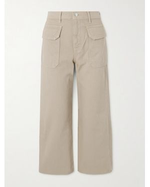 Veronica Beard Taylor Cropped High-Rise Wide-Leg Jeans - Natural