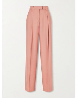 Another Tomorrow Net Sustain Pleated Virgin Wool-Twill Wide-Leg Trousers - Pink