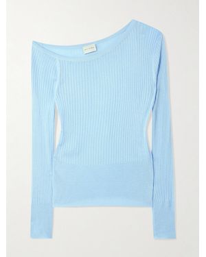 Deiji Studios One-Shoulder Ribbed-Knit Top - Blue