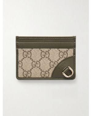 Gucci Gg Emblem Mini Printed Coated-Canvas And Leather Cardholder - Natural