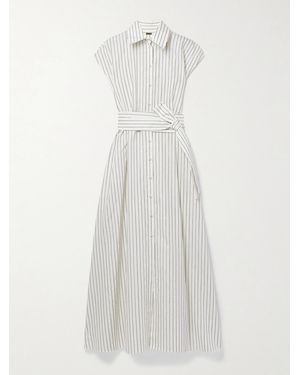 Adam Lippes Dejeuner Metallic Striped Cotton-Blend Poplin Maxi Shirt Dress - White