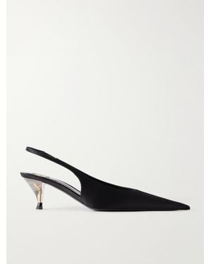 Saint Laurent Fanny 55 Crepe-Satin Slingback Pumps - Natural