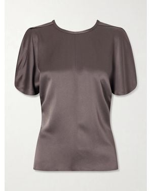 Victoria Beckham Bela Draped Satin Blouse - Brown