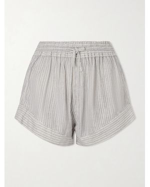 Isabel Marant Thaliany Striped Cotton Drawstring Shorts - Grey