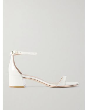 Stuart Weitzman Nudist Block Patent-Leather Sandals - White