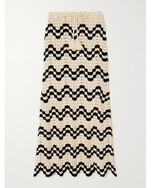 Escvdo Safi Scalloped Crocheted Cotton Midi Skirt - White