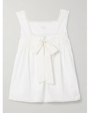 Loretta Caponi Suvereto Lace-Trimmed Swiss-Dot And Broderie Anglaise Cotton-Voile Tank - White
