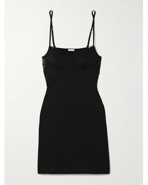 Skin Mckinley Lace-Trimmed Organic Pima Cotton-Jersey Chemise - Black