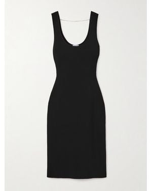 Bottega Veneta Chain-Embellished Ribbed-Knit Dress - Black