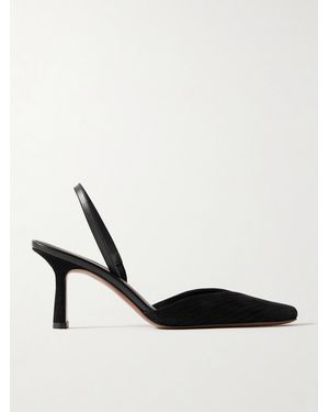 Neous Dilmun Leather-Trimmed Suede Slingback Court Shoes - White