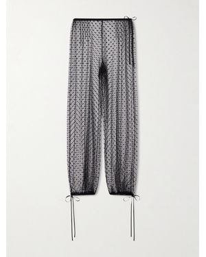 Kiki de Montparnasse Bow-Detailed Flocked Tulle Tapered Pants - Gray